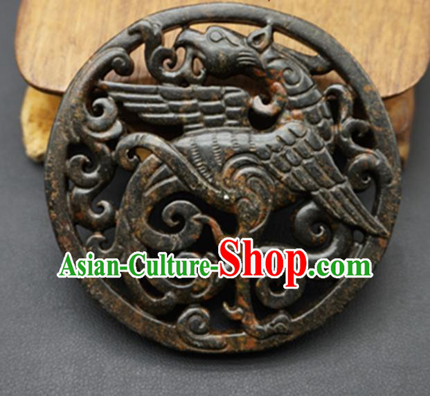 Chinese Handmade Jade Carving Phoenix Pendant Jewelry Accessories Ancient Traditional Jade Craft Decoration