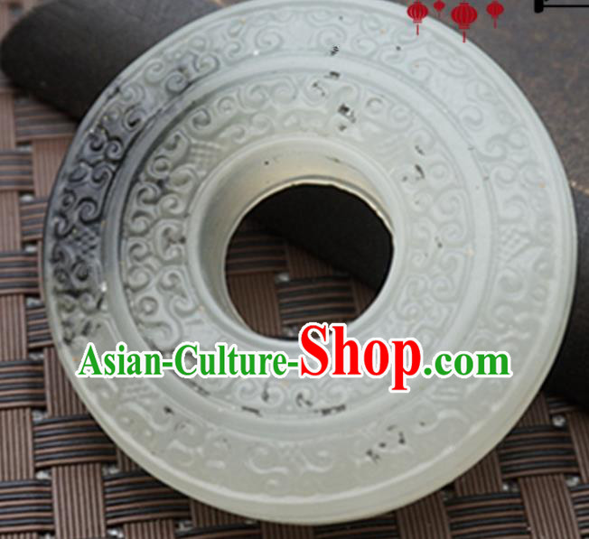 Handmade Chinese Ancient Jade Carving Ring Pendant Traditional Jade Craft Jewelry Decoration Accessories