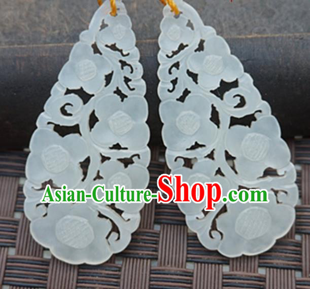 Handmade Chinese Ancient Carving Flowers Jade Pendant Traditional Jade Craft Jewelry Decoration Accessories