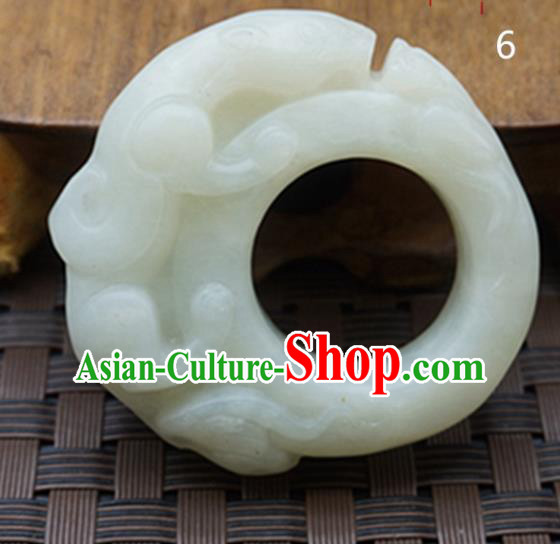 Chinese Handmade Ancient Jade Ring Traditional Jade Carving Dragon Thimble Jewelry Accessories for Women for Men