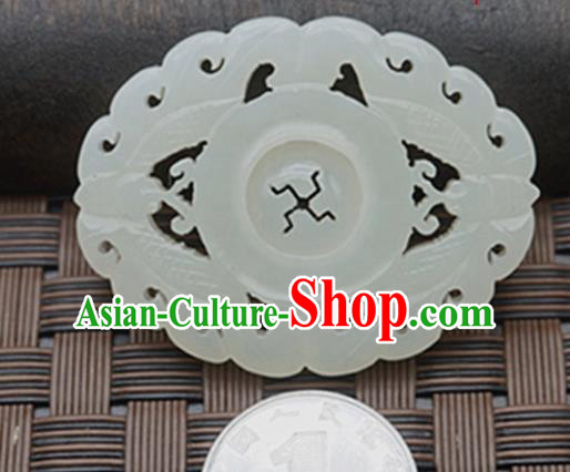 Chinese Ancient Carving Brooch Jade Pendant Traditional Handmade Jade Craft Jewelry Decoration Accessories