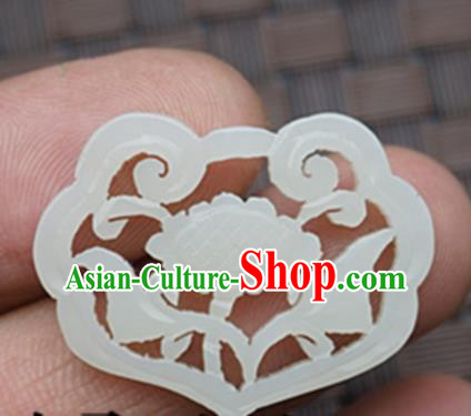 Chinese Ancient Wedding Accessories Carving Peony Jade Pendant Traditional Handmade Jade Craft Jewelry Decoration