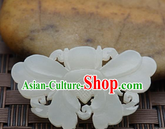 Chinese Ancient Jewelry Accessories Carving Butterfly Jade Pendant Traditional Handmade Jade Craft Decoration