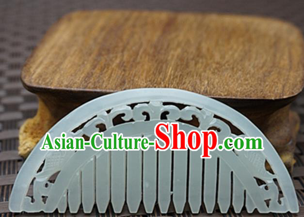 Chinese Handmade Jade Carving Hair Comb Ancient Jade Hairpins Hair Accessories for Women