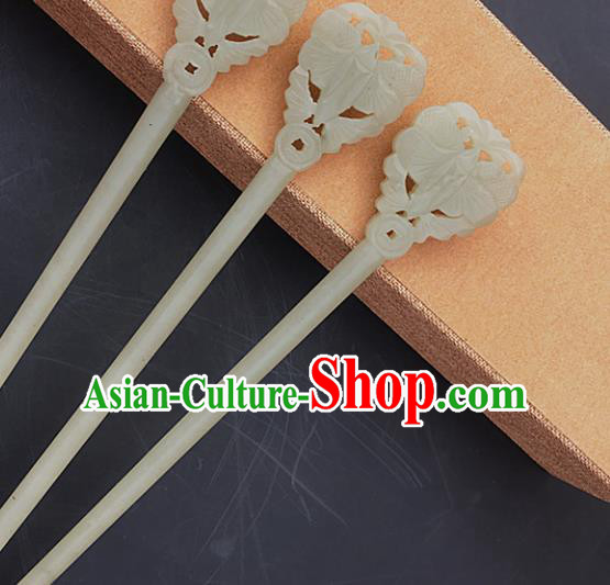Handmade Chinese Jade Carving Butterfly Hair Clip Ancient Swordsman Jade Hairpins Hair Accessories for Women for Men