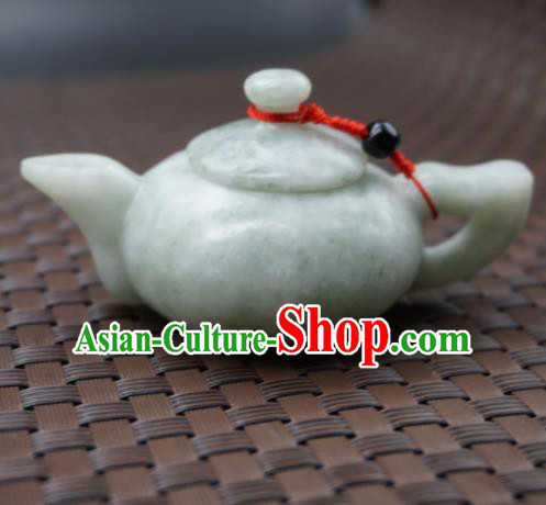 Chinese Handmade Jade Pendant Carving Teapot Jewelry Accessories Ancient Traditional Jade Craft Decoration