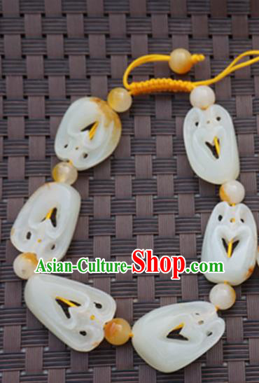 Chinese Handmade Ancient Carving Bats Jade Bracelet Traditional Jade Bangle Jewelry Accessories for Women for Men