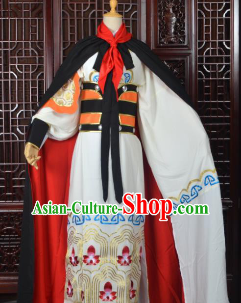 Handmade Chinese Beijing Opera General Costume Peking Opera Military Officer White Clothing for Men