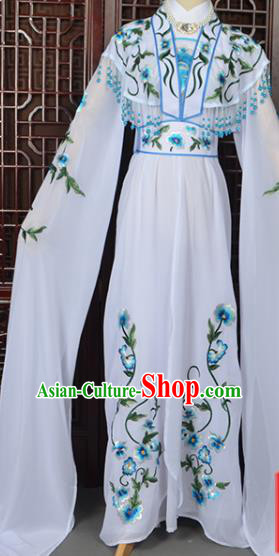 Handmade Chinese Beijing Opera Princess Costume Peking Opera Actress Embroidered White Dress for Women