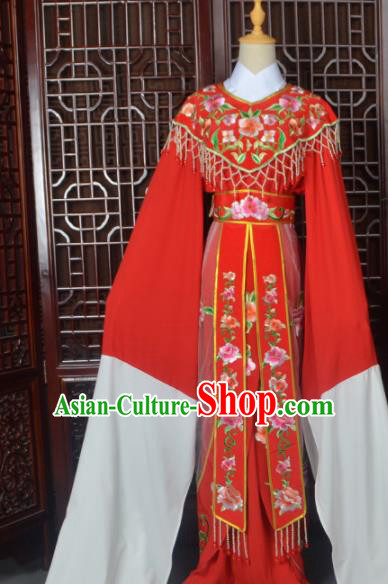 Handmade Chinese Beijing Opera Actress Costume Peking Opera Princess Embroidered Red Dress for Women