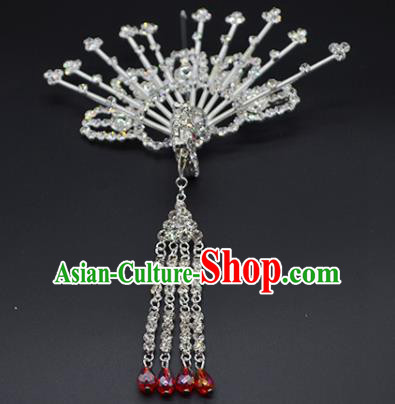 Chinese Handmade Beijing Opera Crystal Phoenix Hairpins Traditional Ancient Princess Hair Accessories for Women