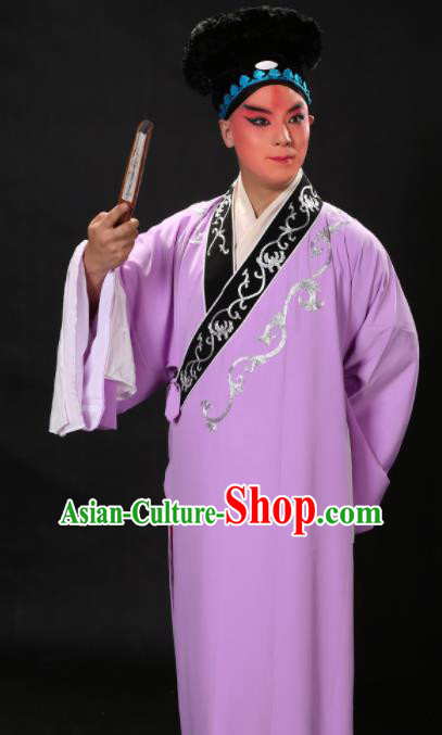 Handmade Chinese Beijing Opera Niche Costume Traditional Peking Opera Scholar Embroidered Purple Robe for Men
