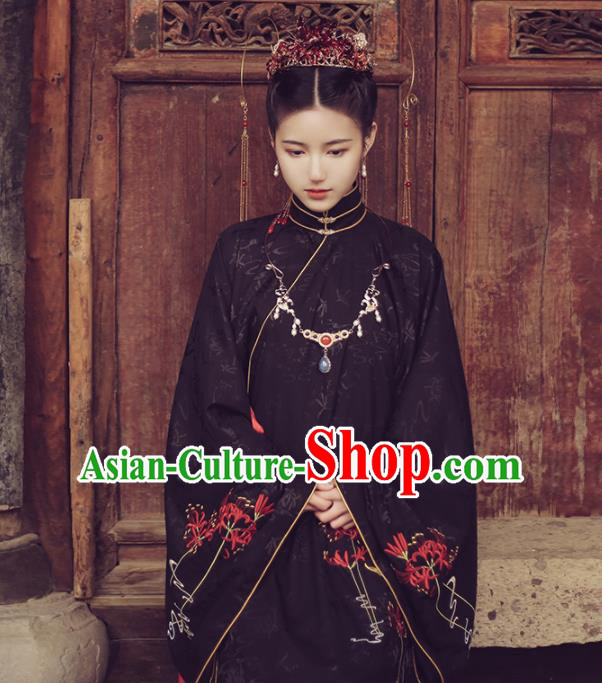 Ancient Chinese Ming Dynasty Nobility Lady Hanfu Dress Traditional Court Bride Embroidered Historical Costume for Women