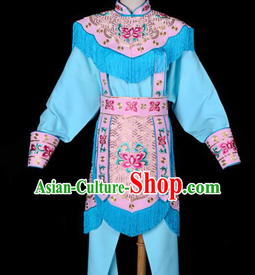 Handmade Chinese Beijing Opera Blues Embroidered Blue Clothing Traditional Peking Opera Diva Costume for Women