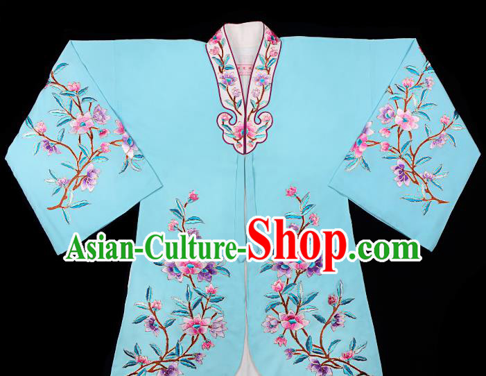 Handmade Chinese Beijing Opera Embroidered Blue Blouse Traditional Peking Opera Diva Costume for Women