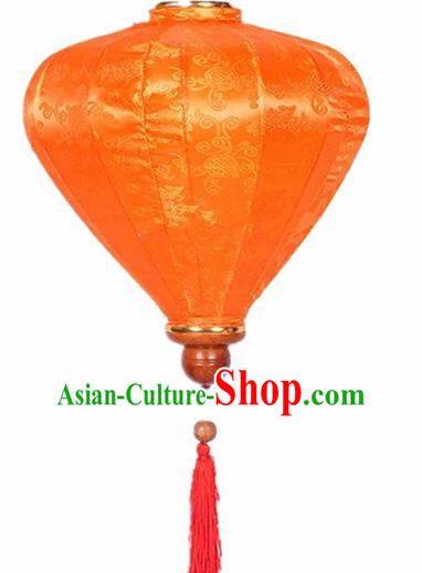 Chinese Traditional Lantern Handmade Orange Silk Lanterns Ceiling Lamp New Year Lantern