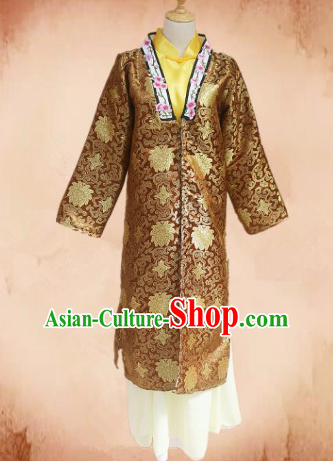 Traditional Chinese Ming Dynasty Young Mistress Brown Hanfu Dress Ancient Maidservants Costume for Women