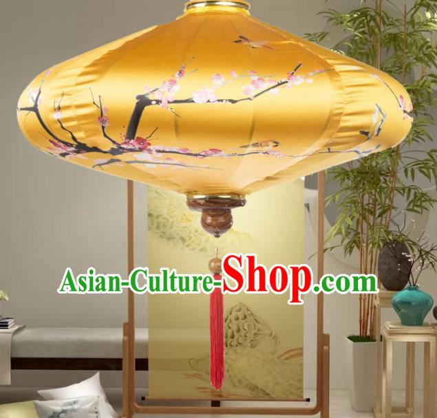 Chinese Traditional Lantern Handmade Printing Plum Blossom Golden Lanterns Ceiling Lamp New Year Lantern