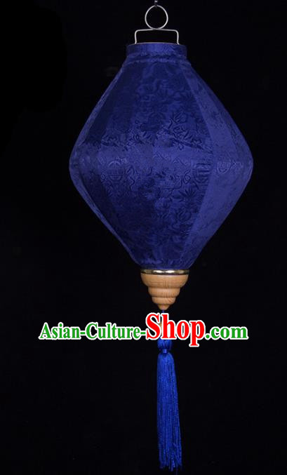 Chinese Traditional New Year Lantern Handmade Royalblue Diamond Lanterns Ceiling Lamp