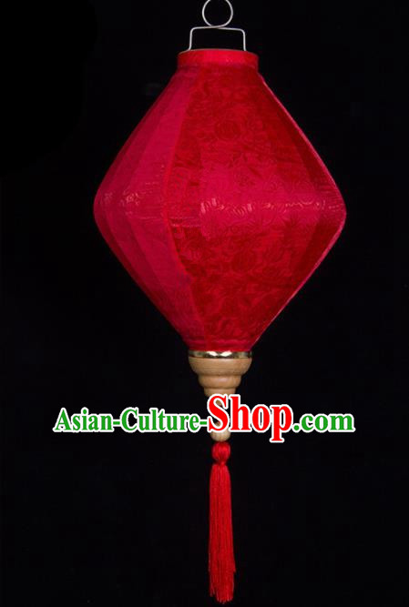 Chinese Traditional New Year Lantern Handmade Red Diamond Lanterns Ceiling Lamp