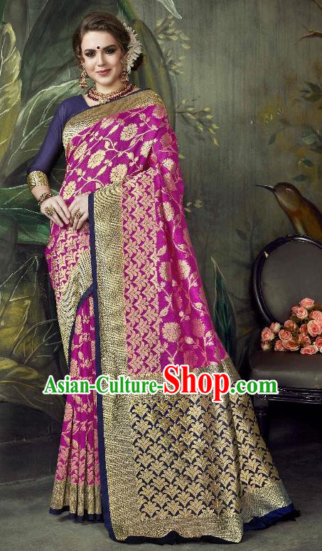 Asian India Traditional Bollywood Rosy Sari Dress Indian Court Queen Costume for Women