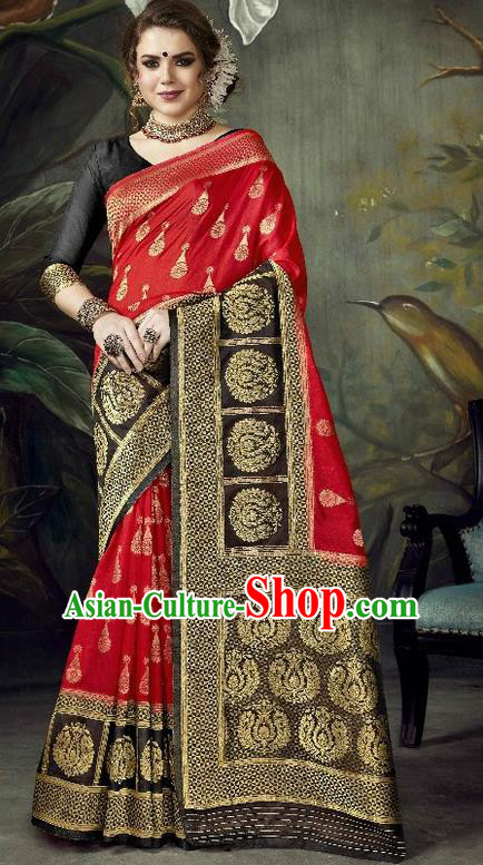 Asian India Traditional Bollywood Red Sari Dress Indian Court Queen Costume for Women