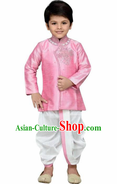 Asian India Traditional Costumes South Asia Indian National Pink Shirt and White Pants for Kids