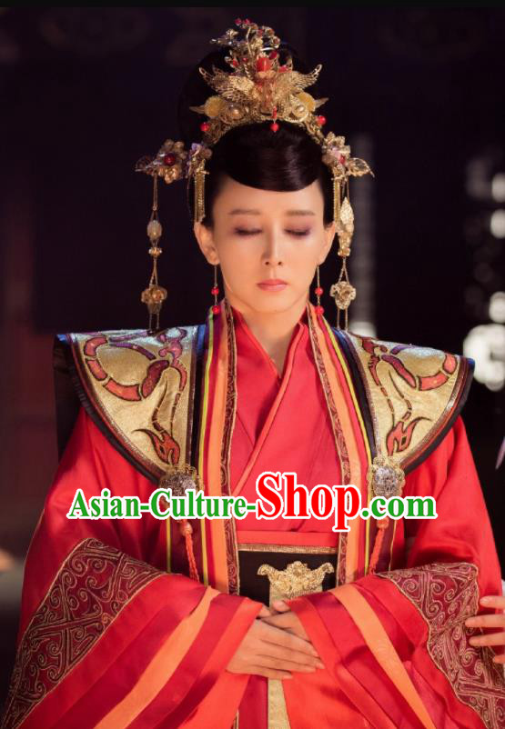 Chinese Ancient Legend Hoshin Engi Shang Dynasty Empress Historical Costume and Headpiece for Women
