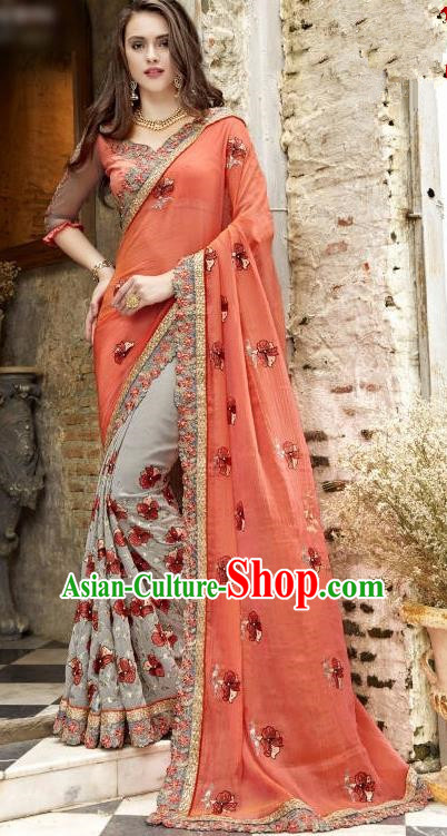 Asian India Traditional Grey Sari Dress Indian Bollywood Court Bride Costume Complete Set for Women