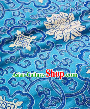 Chinese Traditional Pattern Design Silk Fabric Blue Brocade Tang Suit Fabric Material