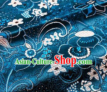 Chinese Traditional Pattern Design Peacock Blue Brocade Silk Fabric Tang Suit Fabric Material