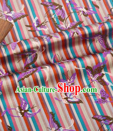 Chinese Traditional Purple Butterfly Pattern Design Brocade Silk Fabric Tang Suit Fabric Material
