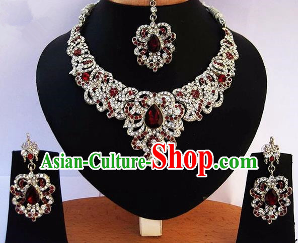 Indian Traditional Bollywood Tassel Necklace Earrings and Eyebrows Pendant India Princess Jewelry Accessories for Women