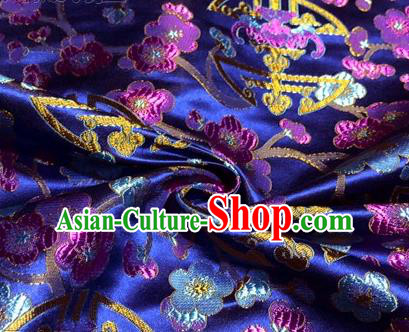 Chinese Traditional Plum Blossom Pattern Design Royalblue Brocade Hanfu Silk Fabric Tang Suit Fabric Material