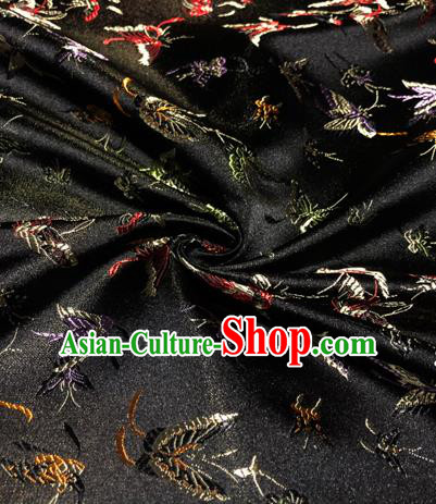 Chinese Traditional Butterfly Pattern Design Black Brocade Hanfu Silk Fabric Tang Suit Fabric Material