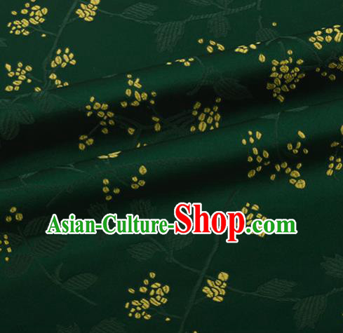 Chinese Traditional Hanfu Silk Fabric Pattern Design Deep Green Brocade Tang Suit Fabric Material