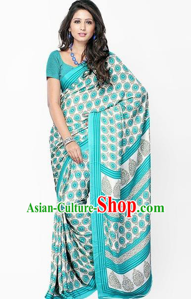Indian Traditional Wedding Bride Blue Sari Dress Asian India Bollywood Costume for Women