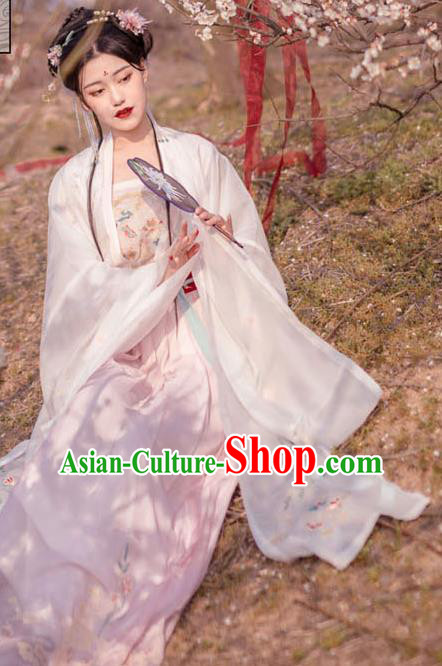 Chinese Traditional Song Dynasty Court Embroidered Hanfu Dress Ancient Imperial Consort Historical Costume for Women