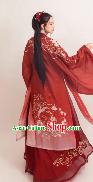 Chinese Traditional Tang Dynasty Imperial Consort Historical Costume Ancient Peri Princess Embroidered Hanfu Dress for Women