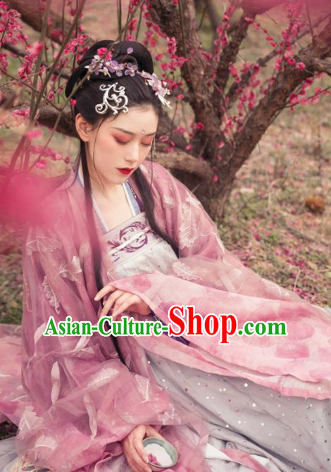 Asian Chinese Tang Dynasty Imperial Consort Historical Costume Ancient Traditional Hanfu Dress for Women