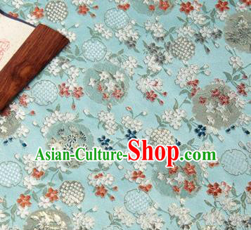 Chinese Traditional Hanfu Silk Fabric Pattern Design Light Green Brocade Tang Suit Fabric Material