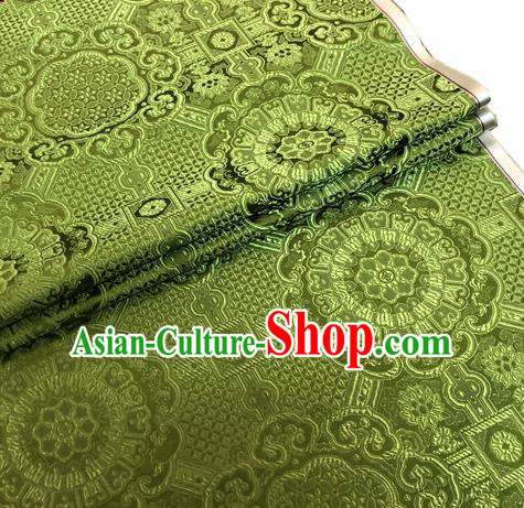 Chinese Traditional Hanfu Silk Fabric Classical Pattern Design Green Brocade Tang Suit Fabric Material