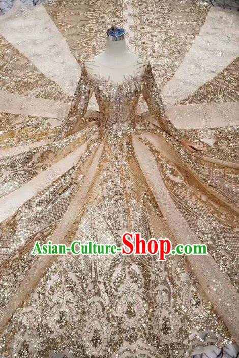 Customize Handmade Princess Golden Paillette Mullet Dress Wedding Court Bride Costume for Women