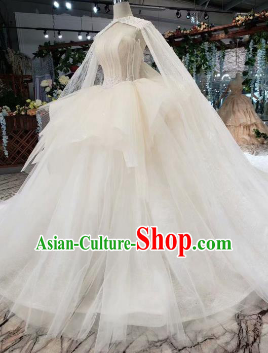 Handmade Customize Princess Embroidered Trailing Wedding Dress Court Bride Costume for Women