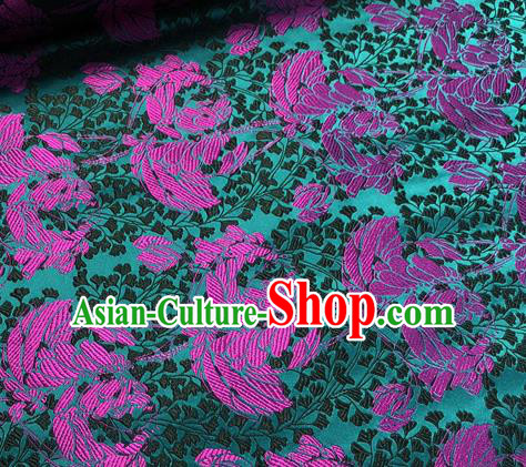Chinese Traditional Hanfu Silk Fabric Classical Pattern Design Green Brocade Tang Suit Fabric Material