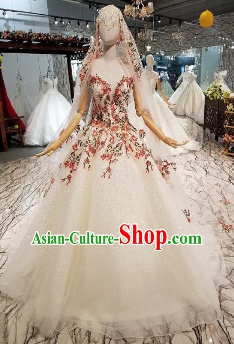 Customize Modern Fancywork Embroidered Full Dress Top Grade Waltz Dance Costume for Women