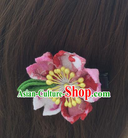 Traditional Japan Little Rosy Sakura Hair Claw Japanese Kimono Hair Accessories for Women