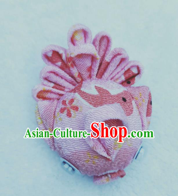 Traditional Japanese Hair Accessories Japan Geisha Light Pink Goldfish Hair Claw for Women