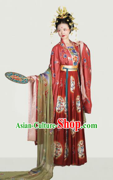 Traditional Chinese Tang Dynasty Imperial Empress Embroidered Hanfu Dress Ancient Drama Court Lady Historical Costume for Women