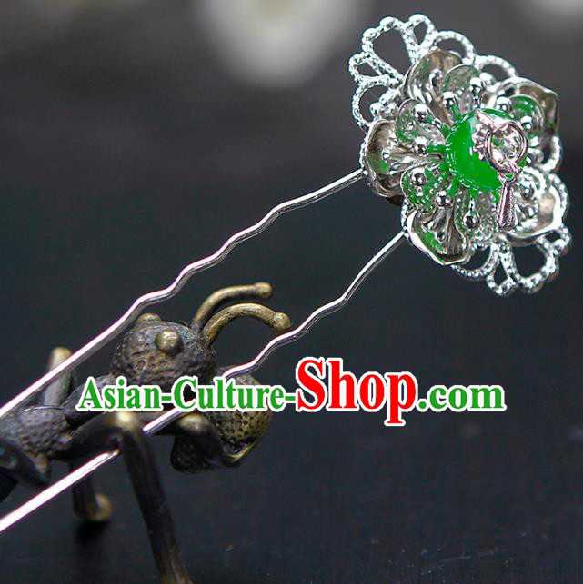 China Ancient Princess Green Bead Hairpins Chinese Traditional Hanfu Hair Accessories for Women